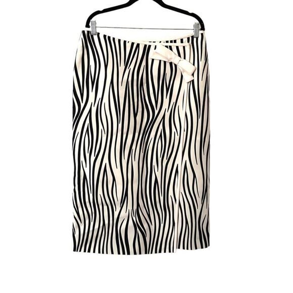 VALENTINO GARAVANI Zebra Print Wool Blend Midi Wrap Skirt NWOT Sz IT 46/US 10‎ - Picture 2 of 6